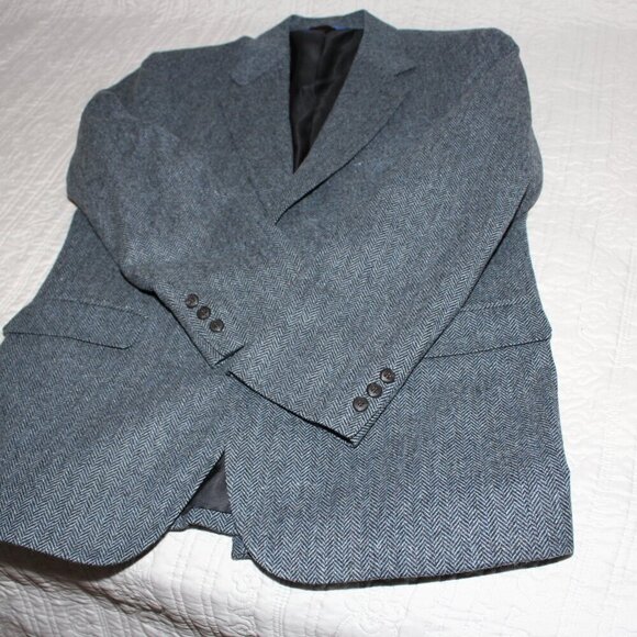Pendleton Mens Navy Herringbone Wool Sport Coat Jacket Size 44Long - Picture 4 of 12